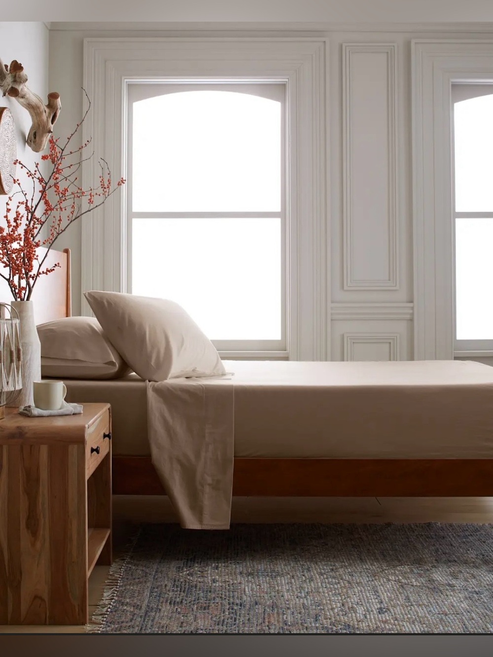 Quince Organic Brushed Cotton 4 Pc Sheet Set Queen Toffee Soft & Cozy! NWOT